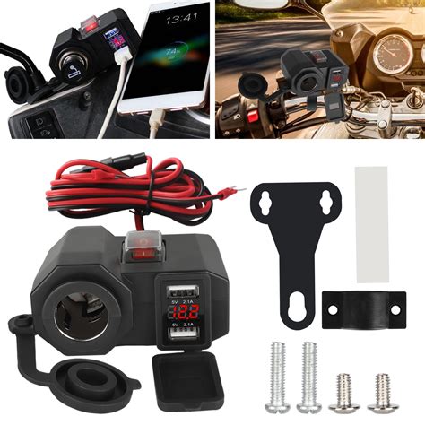 Waterproof Dual USB Output Motorcycle Handlebar Clamp Power Adapter ...