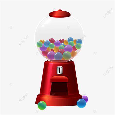 Candy Machine Vector Design Images, Red Bubble Gum Machine And Candies ...