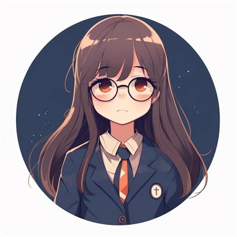 Premium AI Image | Anime girl with glasses and a tie in a circle generative ai