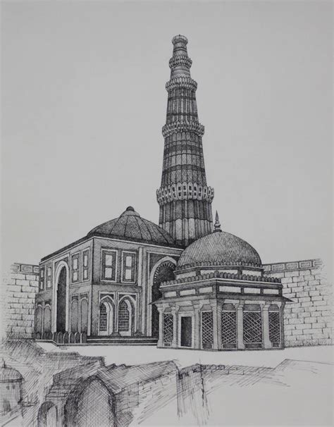 QUTUB MINAR 2 Drawing by Syed Akheel | Saatchi Art