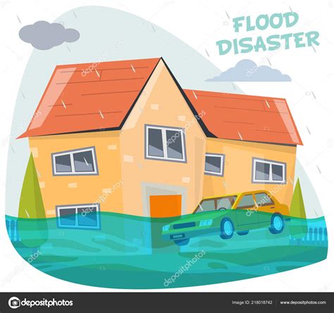 Cartoon House Flood Disaster Stock Vector Image by ©eduardrobert #218018742