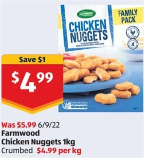 Farmwood Chicken Nuggets 1 kg offer at ALDI