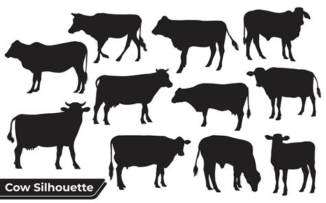 Cow Silhouette Vector Art, Icons, and Graphics for Free Download