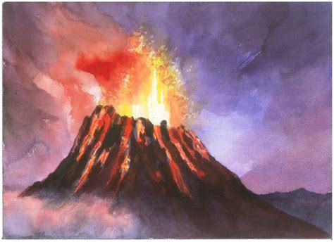 Hawaii Volcano watercolor 10 X 14 print Free Shipping | Etsy | Volcano ...