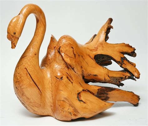 Large Artisan Hand Carved Swan Sculpture at 1stDibs