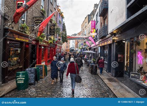 People in Temple Bar Street, Dublin, on a Cloudy Winter Day Editorial ...