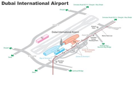 Dubai International Airport map (DXB) - Ontheworldmap.com