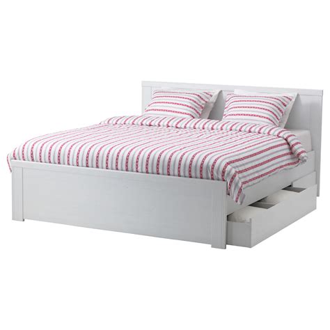 BRUSALI Bed frame with 4 storage boxes - , Queen - IKEA in 2019 | Ikea storage bed, Ikea bed ...