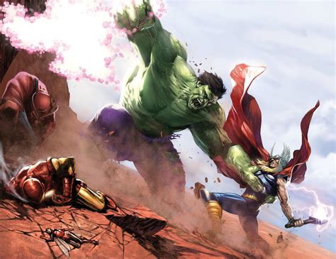 New Avengers Annual No.1: Hulk and Thor Fighting By: Gabriele DellOtto | Marvel comics art, Hulk ...