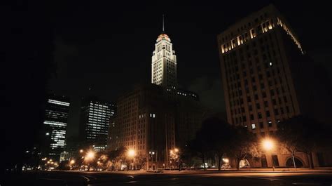 Premium AI Image | a view of the skyline at night.