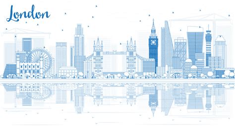 Outline London Skyline with Blue Buildings and Reflections. 15332575 ...