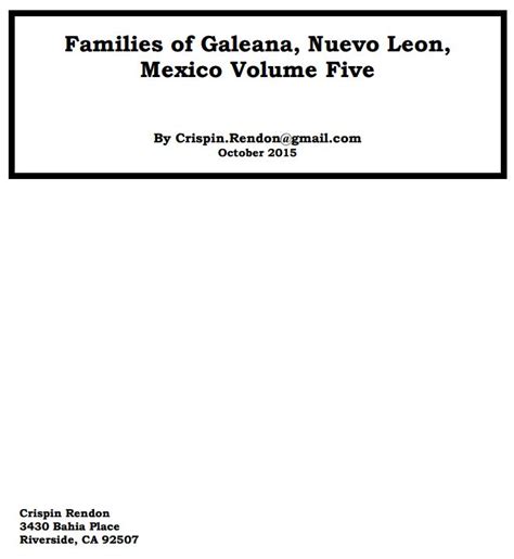 Families of Galeana, Nuevo Leon, Mexico Volume Five - We Are Cousins