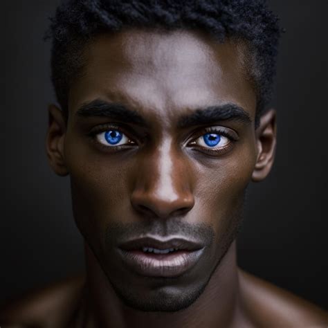 Premium Photo | A black man with blue eyes and a black background