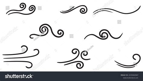 Doodle Sketch Style Wind Gust Cartoon Stock Vector (Royalty Free ...