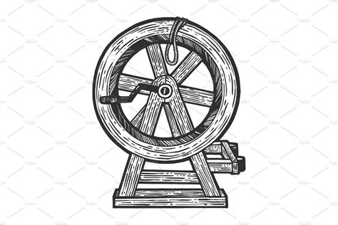 Breaking wheel torture device sketch | Object Illustrations ~ Creative Market