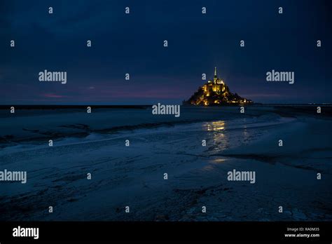 Mont St Michel at night Stock Photo - Alamy