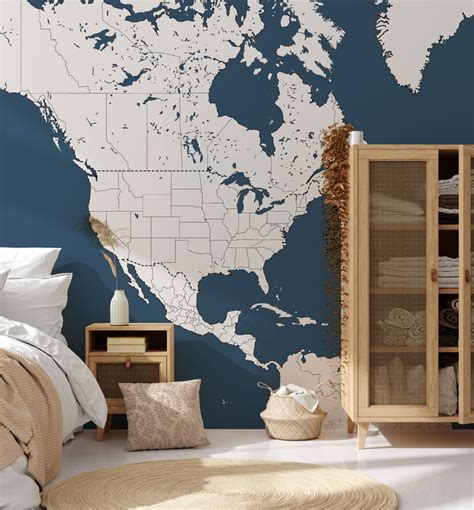 US Wall Map Decal / Wallpaper Large Map / Removable Peel and - Etsy