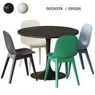 IKEA DOCKSTA KRYLBO table and chairs - Table + Chair - 3D model