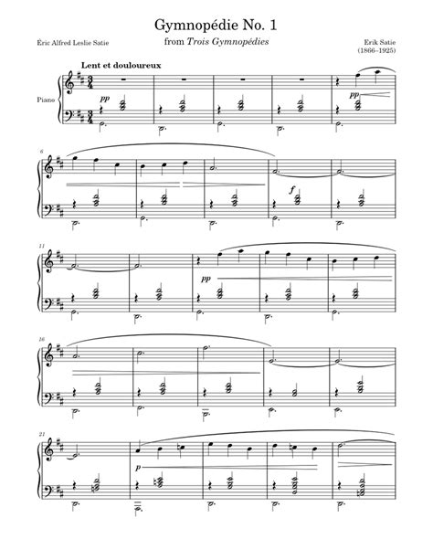 Gymnopédie No. 1 – Satie Sheet music for Piano (Solo) | Musescore.com