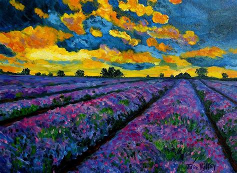 Lavender Fields At Dusk Painting by Julie Brugh Riffey