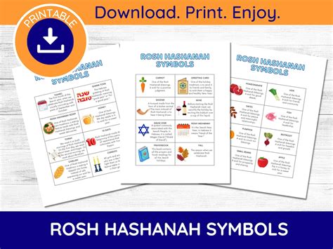 Printable Rosh Hashanah Symbols Description, Rosh Hashanah Printable ...