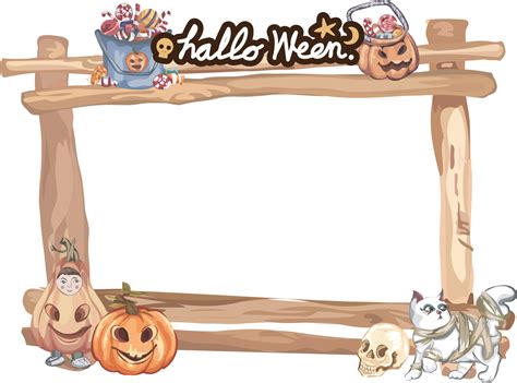 Halloween frame with wooden. 32067879 PNG