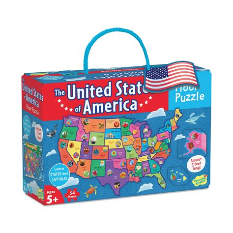 Peaceable Kingdom United States Floor Puzzle - USA States, Capitals ...