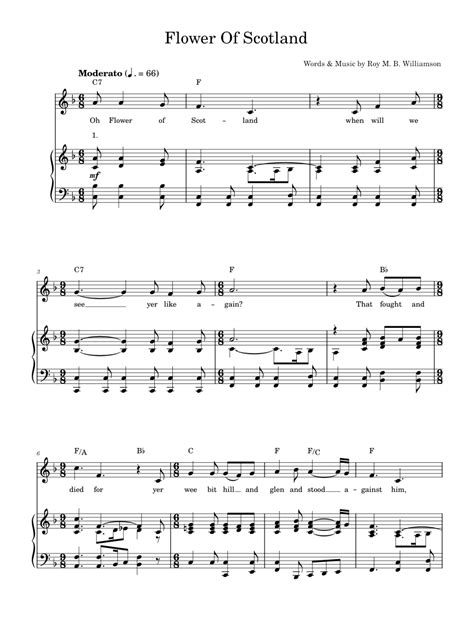 Flower Of Scotland (Unofficial Scottish National Anthem) Sheet music ...