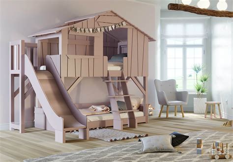 Mathy By Bols Treehouse Bunk Bed With Platform & Slide