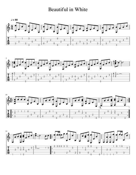 Beautiful in White Sheet music for Guitar | Download free in PDF or MIDI | Musescore.com