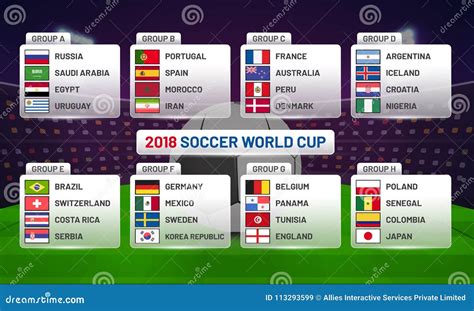 Russia 2018 World Cup Calendar. Soccer Schedule Table Template , Stock ...