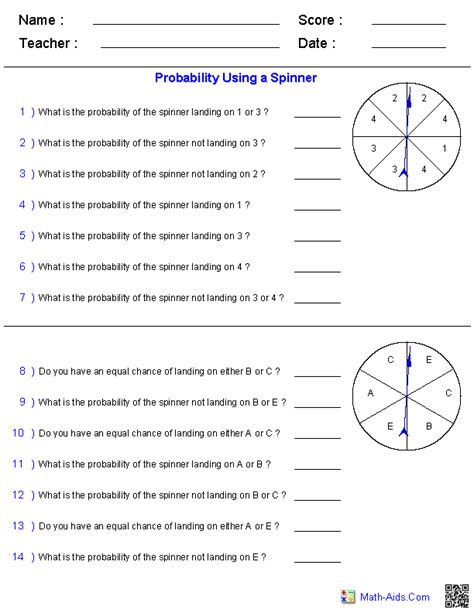 Probability Worksheets | Dynamically Created Probability Worksheets