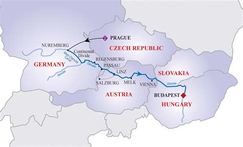 Danube River Map Cities - Blank Map Of The United States