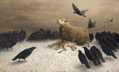 albrecht schenck painting sheep birds classic art crow Wallpapers HD / Desktop and Mobile ...