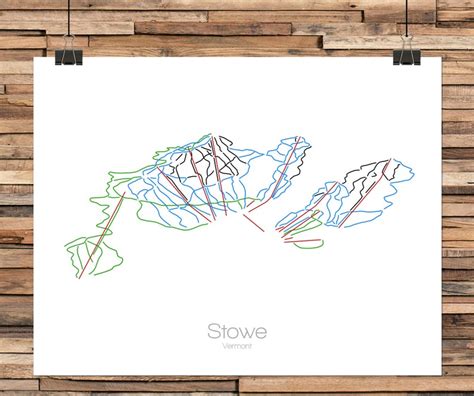 Stowe Vermont Stowe Vt Stowe Trail Map Stowe Ski Poster - Etsy