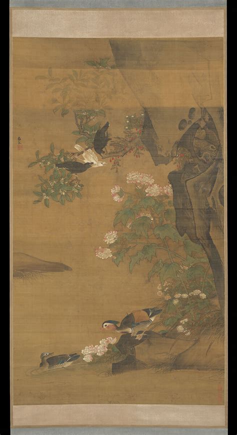 Lü Ji | Mandarin ducks and cotton rose hibiscus | China | Ming dynasty (1368–1644) | The ...