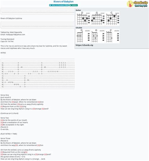 Chord: Rivers of Babylon - tab, song lyric, sheet, guitar, ukulele ...