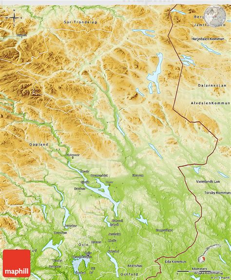 Physical 3D Map of Hedmark