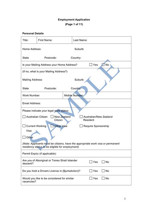 Employment Application Form Sample - Lawpath