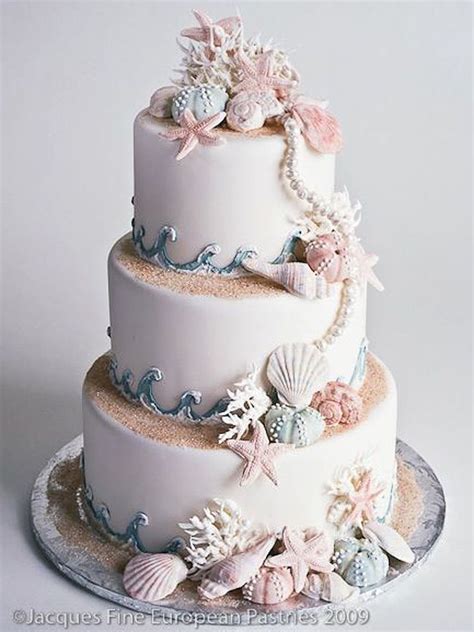 20 Elegant Beach Wedding Cakes | Summer wedding cakes, Seaside wedding cake, Beach wedding cake