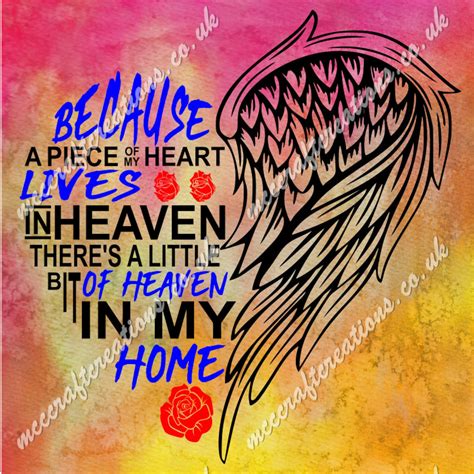 Because A Piece of My Heart Lives in Heaven With Angel Wing - Etsy