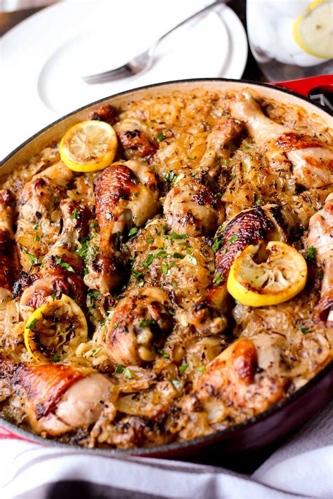 One Pot Roasted Greek Chicken and Rice - Girl and the Kitchen