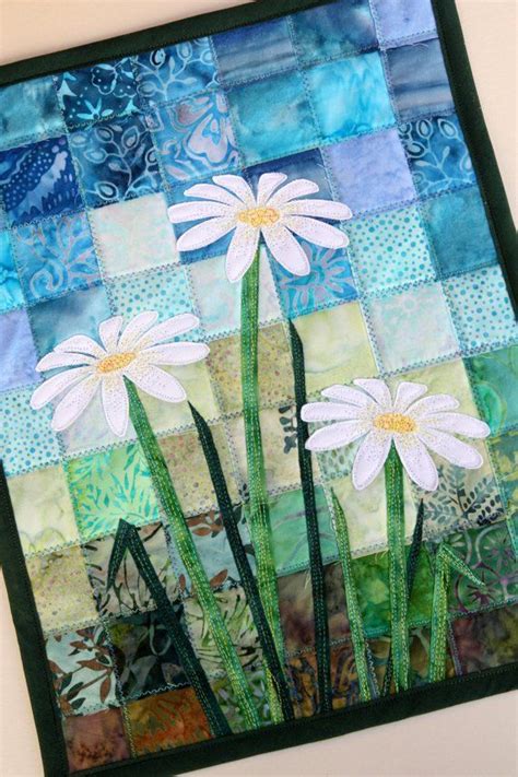 Batik Daisy Quilted Wall Hanging / Art Quilt, Pattern or Kit, by Pingwynny - Etsy | Quilted wall ...