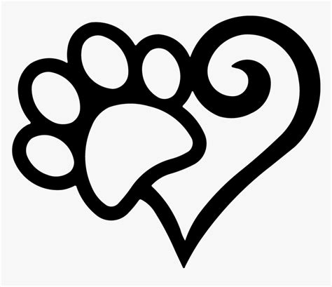 Heart Dog Paw Print Silhouette, HD Png Download , Transparent Png Image - PNGitem