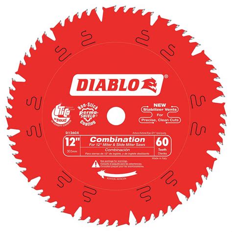 DIABLO, 12 in Blade Dia., 60 Teeth, Circular Saw Blade - 52XF80|D1260X ...