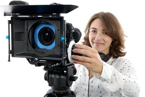 Beautiful Young Woman with DSLR Video Camera Stock Image - Image of pretty, studio: 84103361