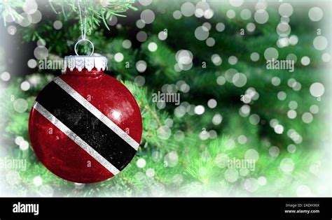 Christmas and New Year background with a flag of Trinidad and Tobago ...