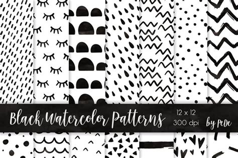 Black Watercolor Patterns (74827)