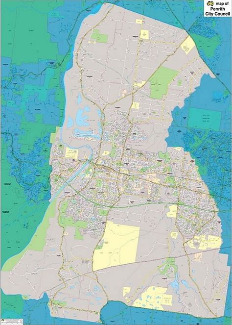 Penrith Council Local Government Area Large Map 1:20,000 (LGA)