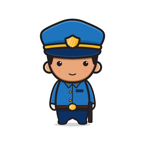 Cute police cartoon icon vector illustration 3009852 Vector Art at Vecteezy